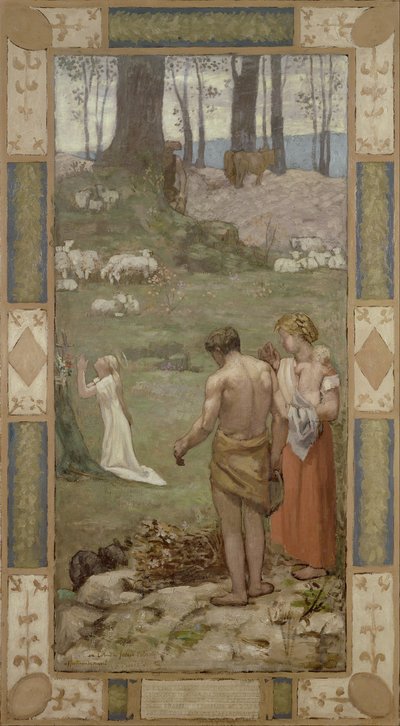 Sint Genevieve als kind in gebed door Pierre Puvis de Chavannes